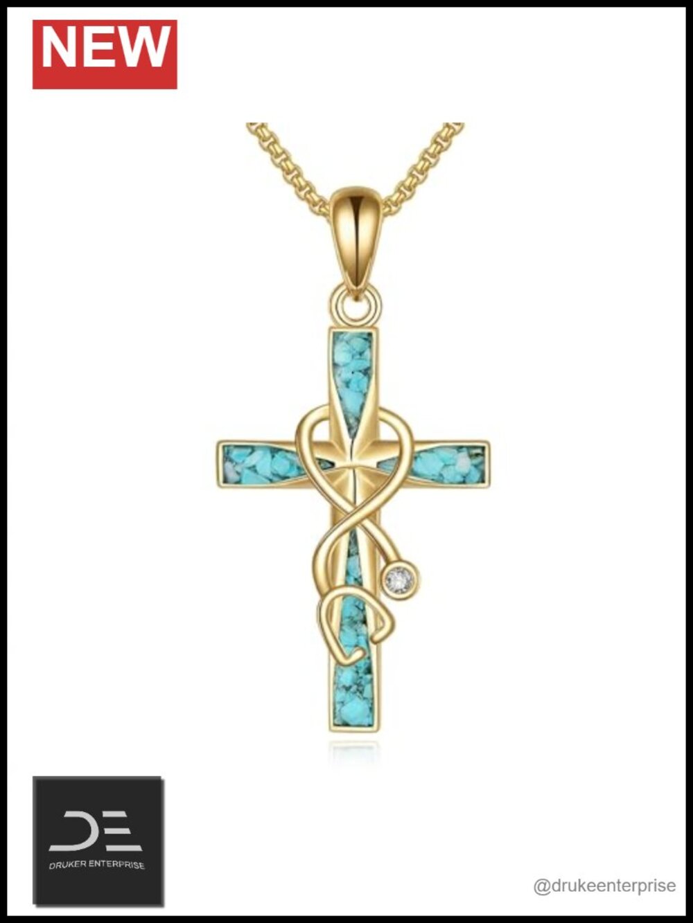 18k Gold Plated Stethoscope Cross Pendant Necklace Religious Jewelry Gift for